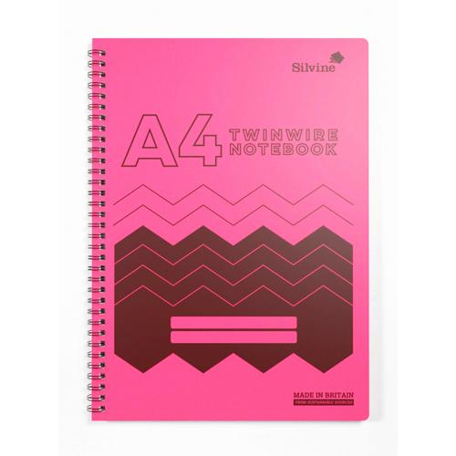 A4 Twin Wire Lined Notebook Silvine Polypropylene 160 Pages