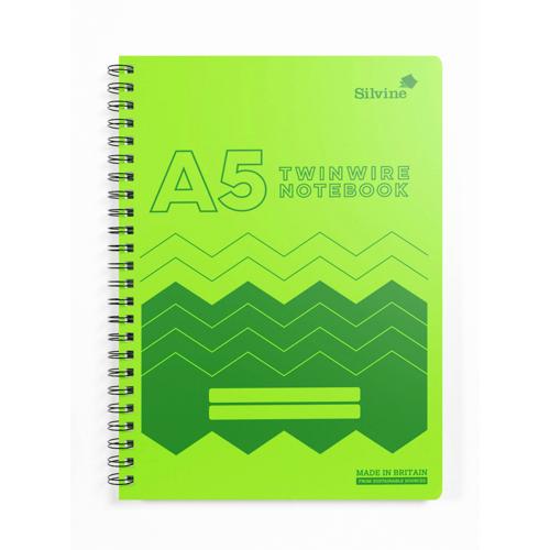 A5 Twin Wire Lined Notebook Silvine Polypropylene 160 Pages
