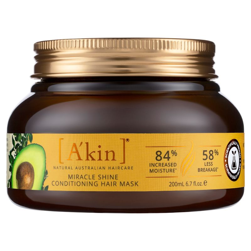 Akin M Shine Hair Mask 200ml, enriched with avocado and jojoba oils for frizz-free, radiant, and healthy hair.