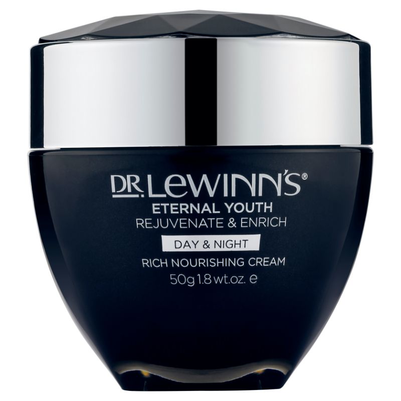 Dr. Lewinn's Eternal Youth Rich Nourishing Cream 50g for youthful skin, enriched with Juveleven™ for hydration and rejuvenation.