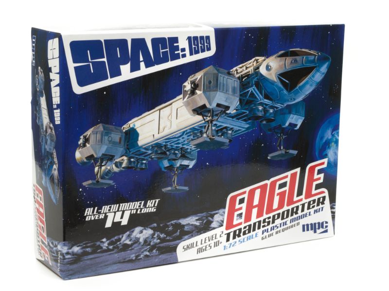 1/72 scale plastic kit of the Space 1999 Eagle Transporter for model building enthusiasts.