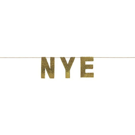 Gold sequin banner measuring 38cm x 3.65m, perfect for New Year's Eve celebrations and party decor.