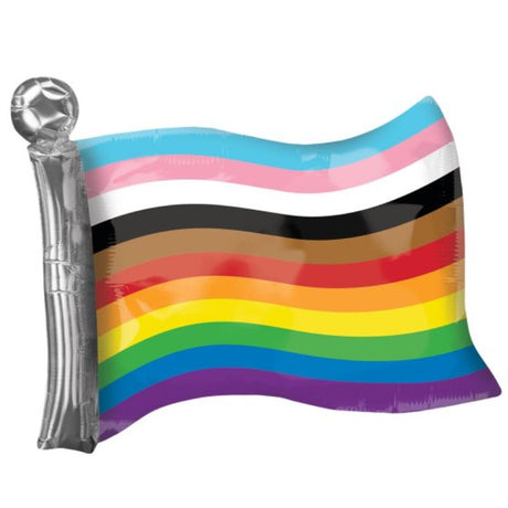Vibrant XL LGBTQ Rainbow Flag Balloon, 68cm x 56cm, perfect for pride celebrations and events, self-sealing foil design.
