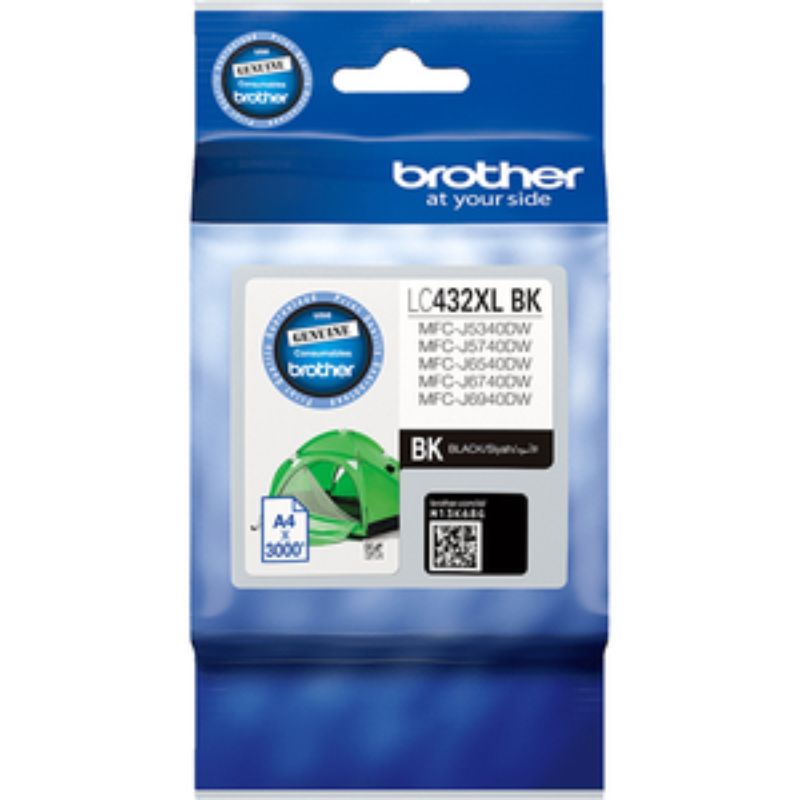 Brother LC432XLBK High-Yield Black Ink Cartridge - Original Inkjet Cartridge for Quality Printing