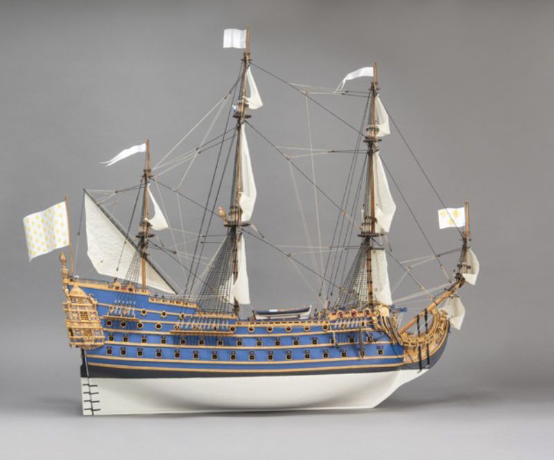 Wooden Ship and Fittings - (King Louis XIV Warship)