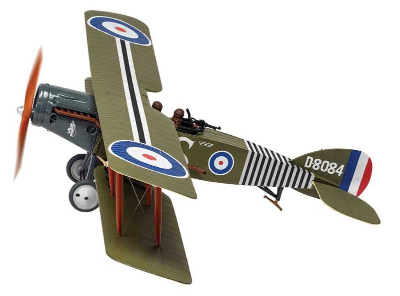 1/48 Bristol F2B Fighter diecast model, intricately detailed with authentic markings and vibrant colors, perfect for collectors.