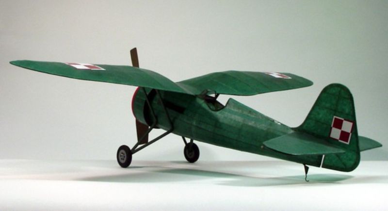 Dumas PZL P11C balsa kit glider with 30" wingspan, 80+ laser-cut parts, and lightweight, durable design for easy assembly.