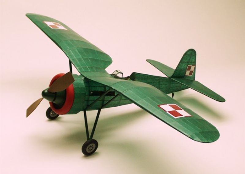 Dumas PZL P11C Balsa Kit with 30" wingspan, 80 laser-cut parts, and robust design for easy assembly and flight.