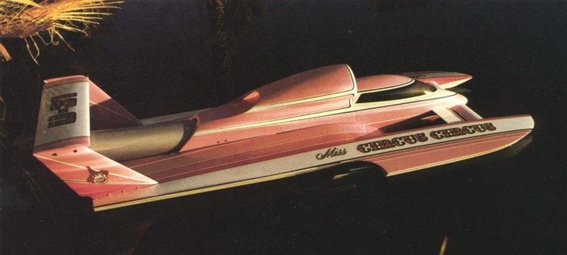 Vibrant 43-inch Dumas 1/8 Miss Circus Circus wooden ship model in hot pink and ice white, perfect for model enthusiasts.