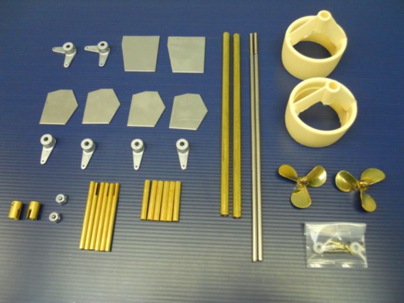 Wooden Ship Fittings Kit #1215 with props and kort nozzles for model ship enthusiasts, crafted for quality and performance.
