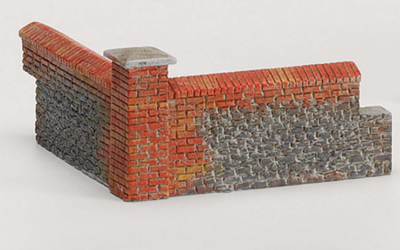 Hornby Brick Walling Corners for model railway, enhancing dioramas with detailed, realistic brick architecture.