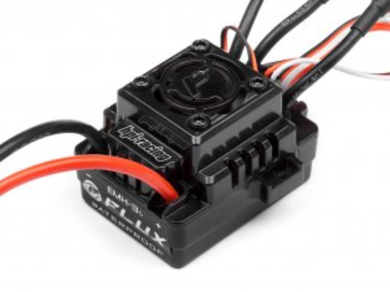 Flux ESC EMH-3S Brushless speed controller for RC cars with customizable settings and waterproof design.