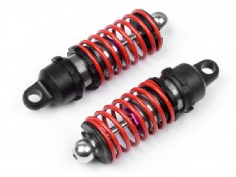 E10 Adjustable Height Shock set for RC cars; enhances suspension performance and aesthetic appeal, sold in pairs.