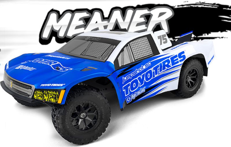 1/10 Jumpshot SC Toyo Tyres RC car featuring rugged 2WD design, metal gears, and Open Country M/T tires for off-road racing.