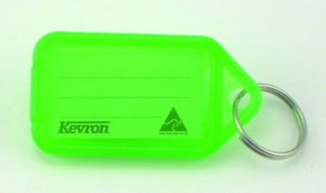 Loose Green Kevron Key Tag Holder with Label featuring five tags for easy key organization and visibility.