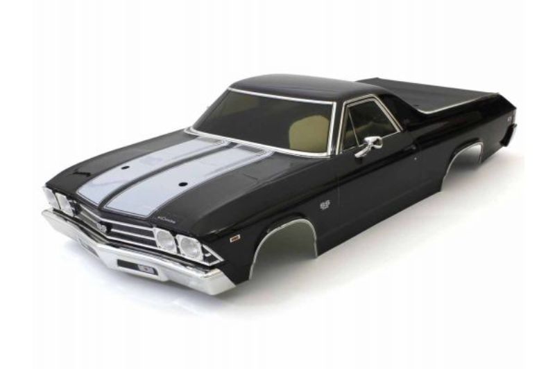 Kyosho Body Painted El Camino in black, perfect upgrade for RC enthusiasts, featuring high-quality materials and sleek design.