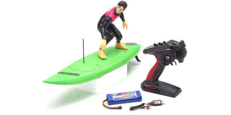 Kyosho EP RS Surfer Catch Surf - waterproof RC surfing model with pre-painted figure, powerful motor, and advanced control technology.