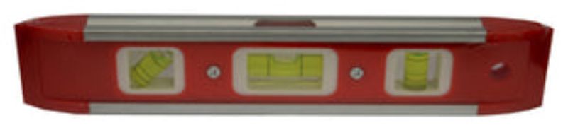 Magnetic torpedo level with durable frame, three vials, and bright bubble for precise measurements and stability.