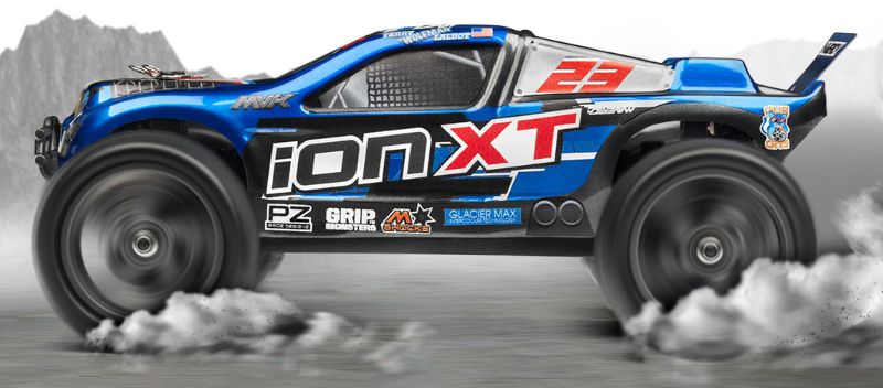1/18 Ion XT Truggy RC car with 4WD, waterproof receiver, and robust suspension for thrilling off-road performance.
