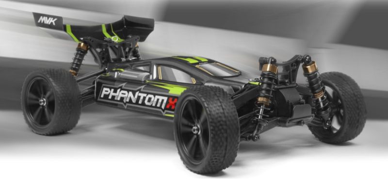 1/10 Phantom XB Green Radio Control Car, featuring 4WD, waterproof components, and a powerful 550 torque motor for off-road fun.