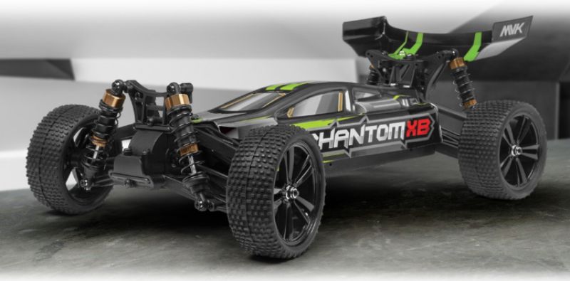 1/10 Phantom XB Green Radio Control Car with durable 4WD, waterproof components, and dynamic off-road performance.
