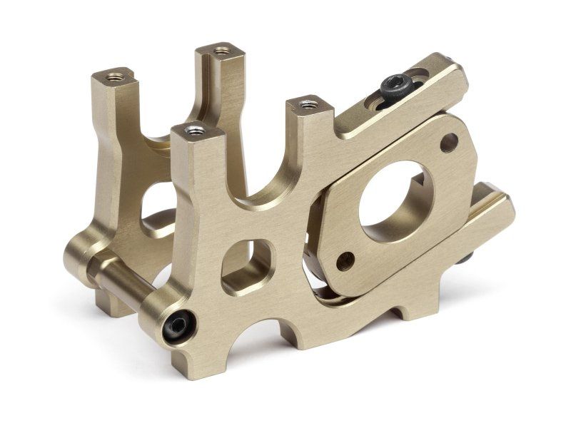 Durable aluminum motor mount kitset for RC vehicles, designed for stability, efficiency, and quick installation.