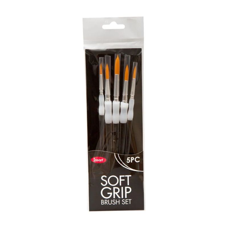 Jasart Soft Grip Brush Gold Synthetic Round Short - Set Of 5