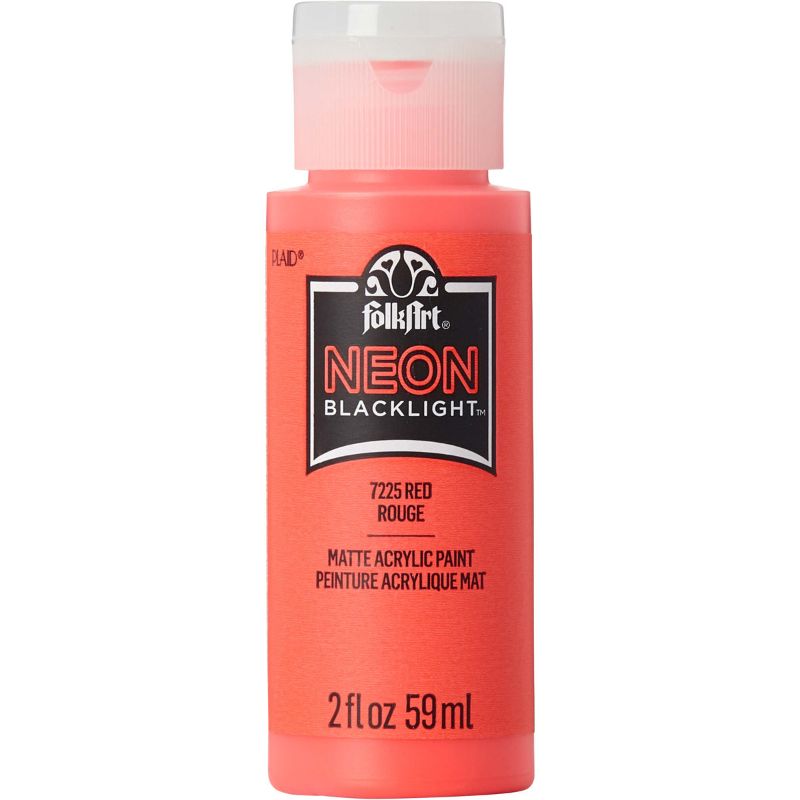 Folk Art Acrylic Paint Neon Blacklight 2oz/59ml RED 7225E
