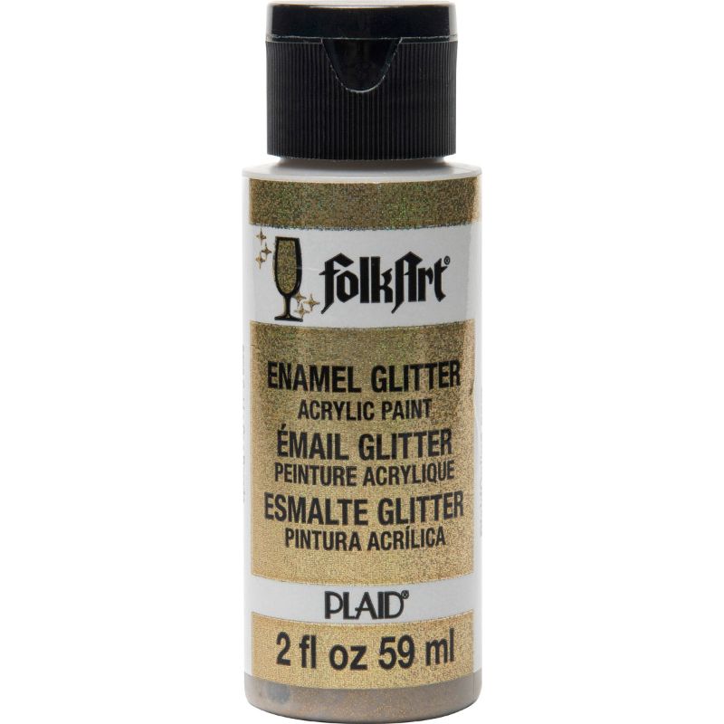 Folk Art Glass Acrylic Paint Enamel 2oz/59ml GLITTER GOLD 2798
