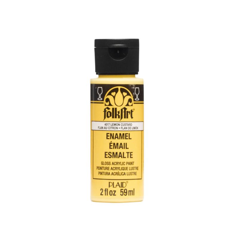 Folk Art Glass Acrylic Paint Enamel 2oz/59ml LEMON CUSTARD 4017