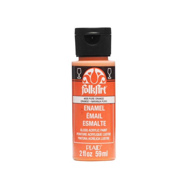 Folk Art Glass Acrylic Paint Enamel 2oz/59ml PURE ORANGE 4008