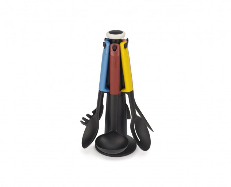 Joseph Joseph Elevate Carousel 6-Piece utensil set with integrated tool rests, heat-resistant, and hygienic design for effortless cooking.