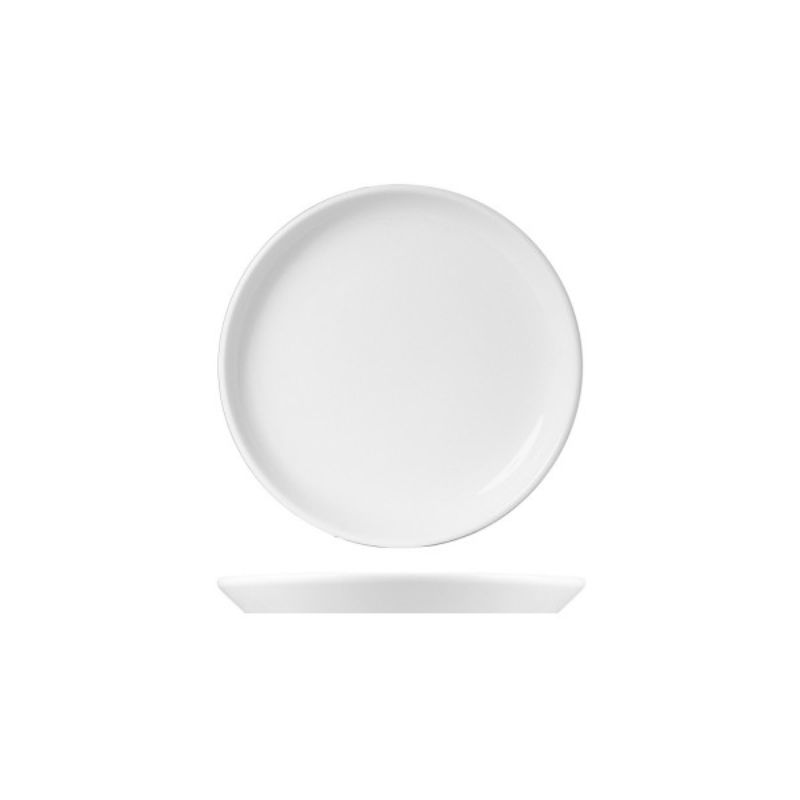 Set of 6 Royal Porcelain white coupe plates, 27cm, elegant design for stylish dining and durability.