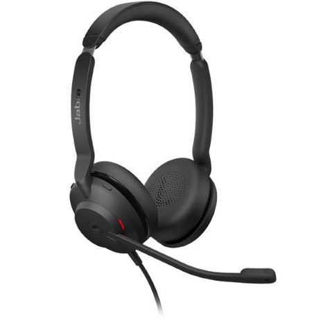 Jabra Evolve2 30 SE headset: lightweight, premium stereo sound, Microsoft Teams compatible, with ultra-soft ear cushions.