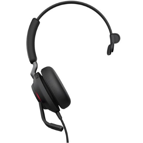 Jabra Evolve2 40 SE mono wired headset for professionals, featuring comfort, USB-A connectivity, and Microsoft Teams integration.