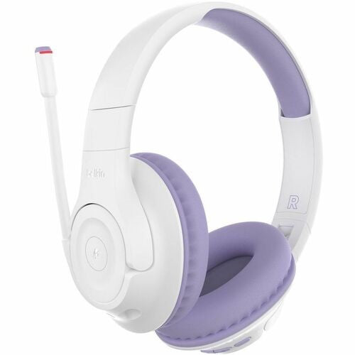 Belkin SOUNDFORM Inspire Lavender over-ear headset for kids and adults, featuring wireless Bluetooth and wired connectivity.