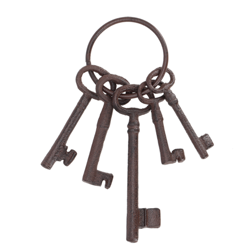 Cast Iron Key Ring - 5Pc (9 x 4 x 23cm)
