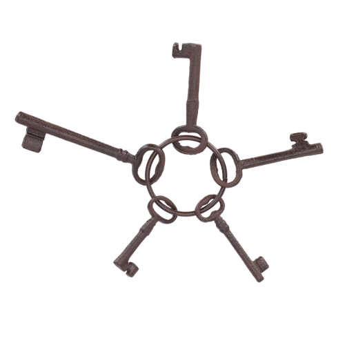 Cast Iron Key Ring - 5Pc (9 x 4 x 23cm)