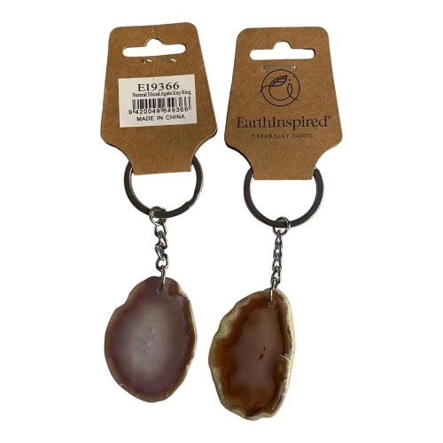 Natural Sliced Agate Keyrings - Set of 3