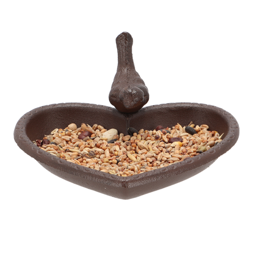 Bird Feeder/Bath - Cast Iron Heart 17cm (Set of 2)