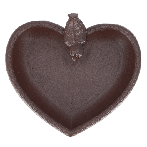 Bird Feeder/Bath - Cast Iron Heart 17cm (Set of 2)