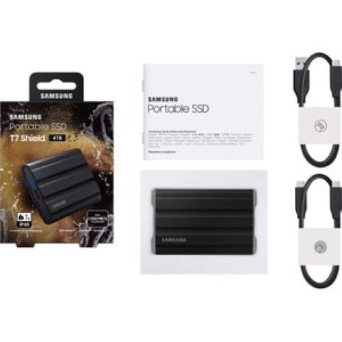 Samsung T7 Shield 4TB Portable SSD - Black - USB 3.2 Gen 2, IP65 Rugged External Storage