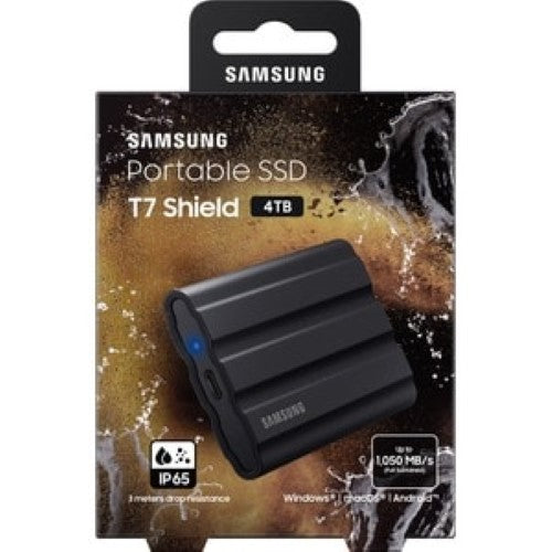 Samsung T7 Shield 4TB Portable SSD - Black - USB 3.2 Gen 2, IP65 Rugged External Storage
