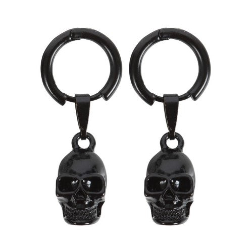 Black Stainless Steel Skull Earrings