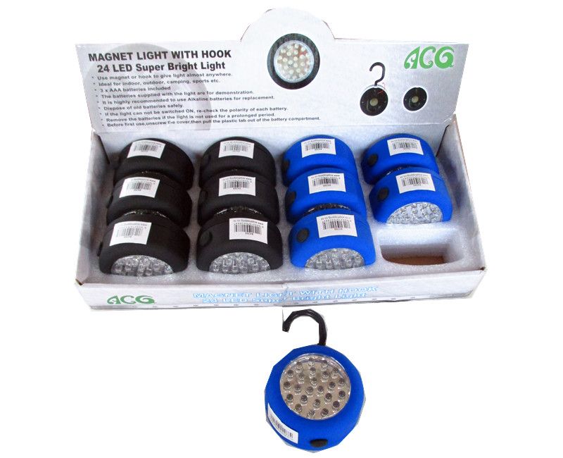 LED ROUND LIGHTS - 24LED HOOK/MAGNET (Set of 3 Assorted)