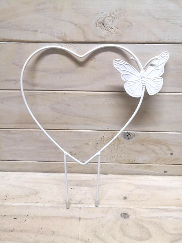 Heart Shape Metal Support Stake with Butterfly