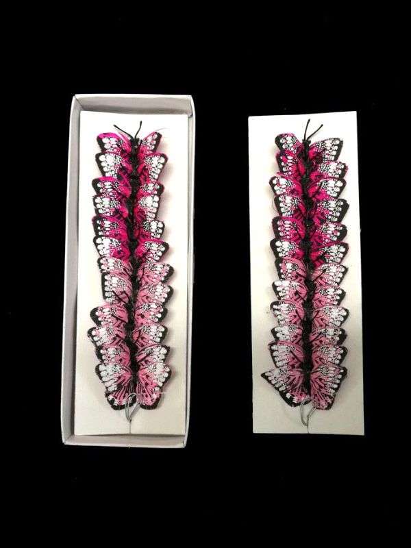 Butterfly - 4cmMini Pink Feather Butterfly with Wire (Box Of 24)