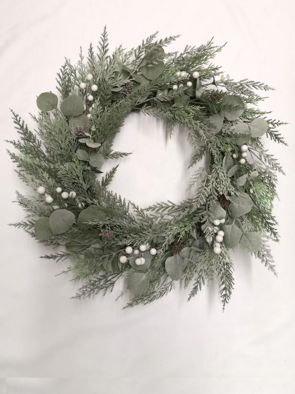 Christmas Wreath - 24 Cypress & Eucalyptus Christmas Wreath