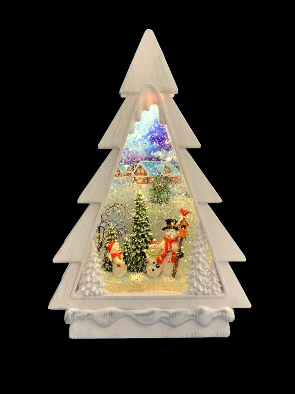 Fibre Optic White Tree Theme with Snowman White