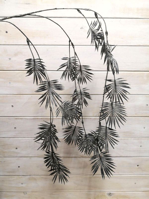 Black - Black Grey Small Hanging Fan Palm Spray